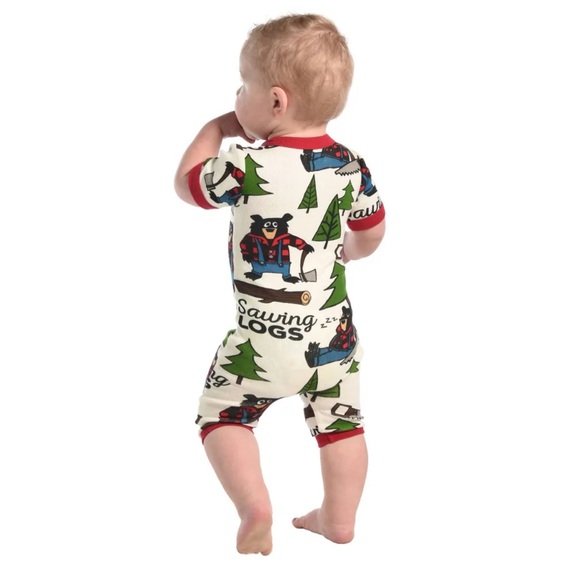 NWT LAZY One Sawing Logs Infant Romper - Picture 2 of 11
